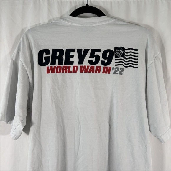 G59 Shirt Men's Large Off White Grey59 World War III '22 Graphic Short Sleeve - Picture 9 of 9